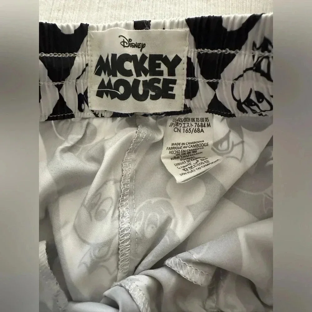 Disney Mickey Mouse Satin Black and White Lounge Pants Size XS - NWT